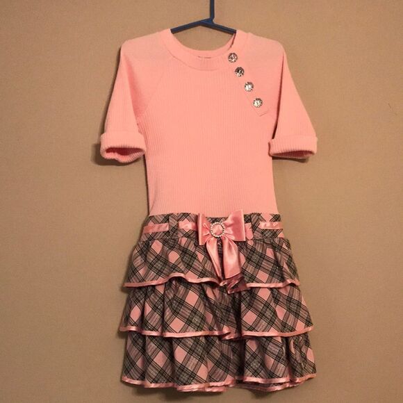 Youngland Pink Plaid Ruffle Dress - Size 6 - Picture 1 of 8